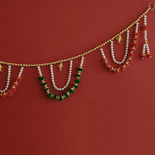 Image of Handmade Door Hanging Round Moti Style Bandarwal Toran (Tmr-03) -Diwali New Year Inauguration Wedding Festival Home Decor Pooja (40 Inch X 6 Inch), Multicolor
