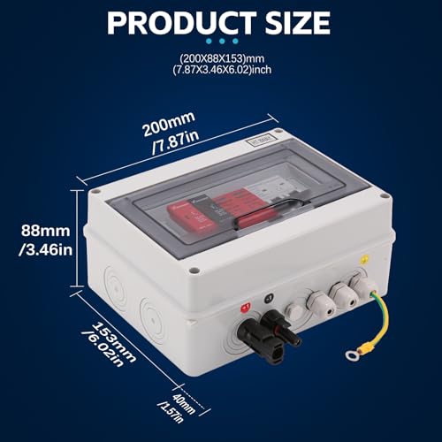 VOU 600V Solar DC PV Combiner Box for Solar Panel,1 String with Lightning Arrester Connector for On/Off Grid Solar Panel System,1 Input 1 Out 15A Rated Current Fuse,63A Circuit Breaker,Waterproof by VOU - Used condition - Image 7