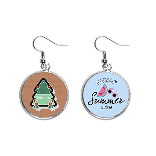 Pendientes de sandía y árbol de Navidad animados accesorios lóbulo oreja