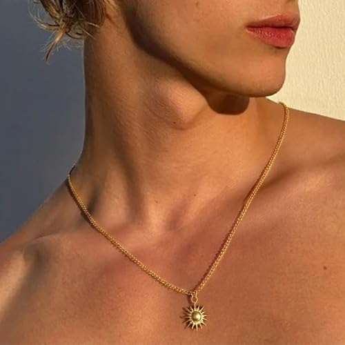 Sun Necklace for Men Mens Necklaces Anniversary Birsthday Gifts for Men Him Boyfriends Summer Surfer Pendant Necklaces2