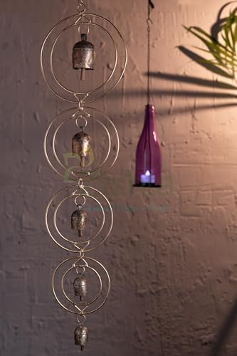 Zishta Golring 5 Copper Wind Chimes for Home | Perfect for Home Decor, Gifting | - (5 Bells)