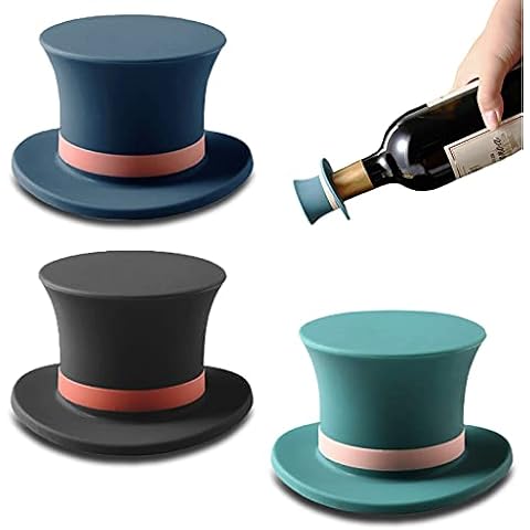 behone 3 pcs Magic Hat Bottle Stopper, Creative Anti Volatile Silicone Wine Stopper, Beer Stopper, Wine Corks Keep Fresh, Reusable Bottle Wine Caps for Preserving Beer Champagne Beverage Alcohol Cover