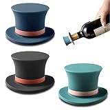 🍷 【Diseño único】 El cierre de la tapa de silicona para vino está diseñado como un sombrero mágico que le da a su vino tinto un toque de caballero, mantiene el vino tinto fresco en la botella y decora la botella.