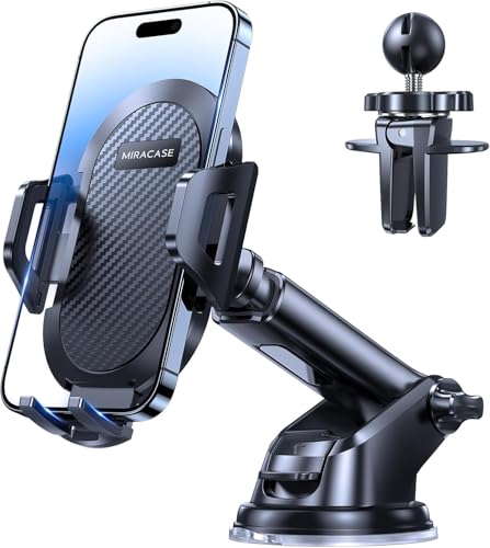 Miracase [2025 Upgraded Handyhalterung Auto Handy Halterung,Universal Car Phone Holder[Stärkste Saugnapf & Lüftungshaken] 360° Drehbar kfz autohalterung für iPhone Pro Max Samsung Galaxy Google
