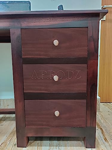 Image of APRODZ Sheesham Wood Office Desk Study Computer Table for Living Room with 3 Drawer (Rosewood - Walnut)