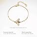 Cicy Bell Bracelets for Women Bumble Bee 18K Gold Plated Bracelets Oval Pearl Cubic Zirconia Figaro Chain Trendy Cute Animal Jewelry Gift