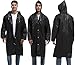 Borogo Rain Ponchos for Adults Reusable 2Pcs Raincoats Emergency Survival With Hoods And Sleeves for Women Men Black