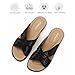 AZAGNEEM Women's Rhinestones Strappy Platform Orthotic Slides Fashion Open Round Toe Comfortable Arch Support Slip On Soft Bottom Slippers Summer Outdoor Daily Walking Sandals (black,8)