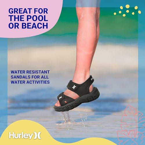 Image of Hurley Loni Toddlers and kids Water Shoes, Beach Essentials, Girls and Boys Open Toe Sandals, Lightweight, Breathable and Two Adjustable Straps