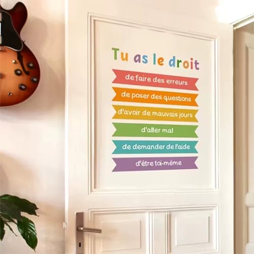 Gemejutor Stickers Murales Motivants Français - Citations « Tu As Le Droit » Autocollants pour École, Bureau, Cabinet De Thérapie Et Chambre D’Enfant -...