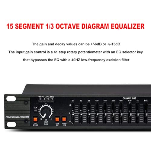15-Band Stereo Graphic Equalizer, Dual Channel Professional DJ Equalizer, with FBQ Feedback Detection, Low/mid/treble Independent Adjustment, for Home Audio 15-Band Stereo Graphic Equalizer, Dual Channel Professional DJ Equalizer, with FBQ Feedback Detection, Low/mid/treble Independent Adjustment, for Home Audio