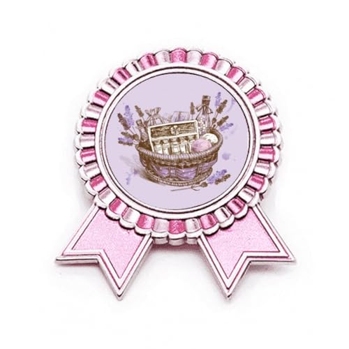 Broche panier de lavande rose en métal taille M pour customiser vos vêtements