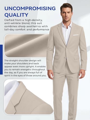 Image of Mens 2 Piece Suit Slim 2 Button Prom Suit Jacket Pants Tuxedo Set