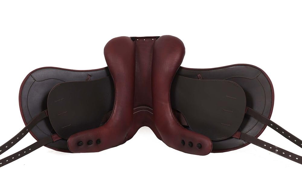 A&M Reitsport Selle de dressage Chester cuir tête interchangeable arbre polyflex rouge marron 18,5"