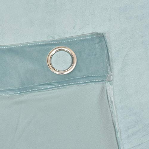 Image of High Sofa Quality Velvet Grommet Room Darkening Eyelet Door Solid Curtains for Living Room /Bedroom - Set of 2 Pieces - (7 Feet, Aqua Blue)