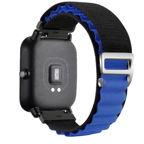 FKMBD 20mm 22mm �r���v�o���h Huawei Watch GT 5/4/3/3 Pro/2/2e Stratos �i�C�����u���X���b�g Correa Galaxy Watch 20mm 22mm�p �X�g���b�v�E�H�b�`�o���h(�u���b�N�u���[�A2