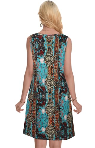 Image of Summer Dresses for Women Beach Boho Sleeveless Vintage Floral Flowy Pocket Tshirt Tank Sundresses 2026