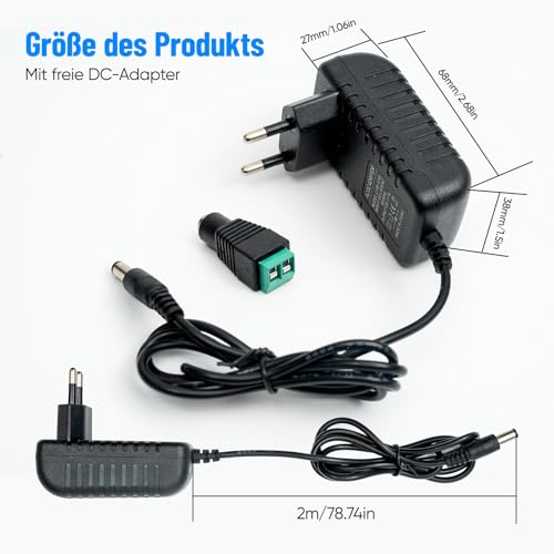 GreenSun Netzteil 12V 1A 12W - AC100-240V zu DC12V DC Stromversorgung Universal Transformator für 5050/3528 LED Streifen, Router, LED Lampen