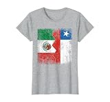 Chilean Roots | Half Mexican Flags | Mexico Chile Vintage T-Shirt, Women, Heather Grey, Medium