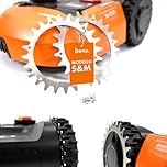 BEOS, punte in acciaio inox di alta qualità per Worx Landroid S/M, lucidate, fori per viti svasate, 12 viti in acciaio inox, miglioramento della trazione per robot tagliaerba.Dimensioni ruote: 205 mm