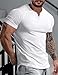 JMIERR Mens V Neck Muscle Casual Shirt for Men Workout Gym Athletic Shirt Summer Fashion Short Sleeve White Shirt, US 40(M)