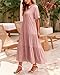 dowerme Women's Summer Dresses 2026 Casual Short Sleeve Button Loose Fit Pleated Boho Flowy Swing Long Beach Sun Dress(Nude Pink,Medium)