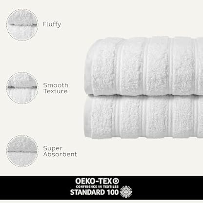 Briarwood Home Hochwertiges 2-teiliges Handtuch-Set aus Baumwolle, extra saugfähig, ultraweich, 500 g/m², Weiß – Bild 6