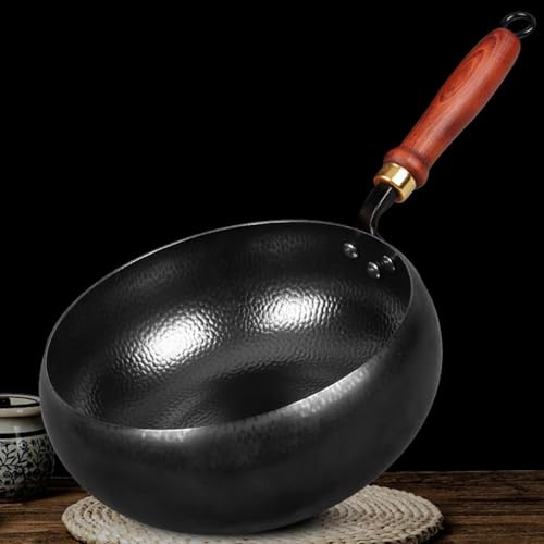 Wok de hierro 9.45'' multifuncional con mango de madera miniatura 5