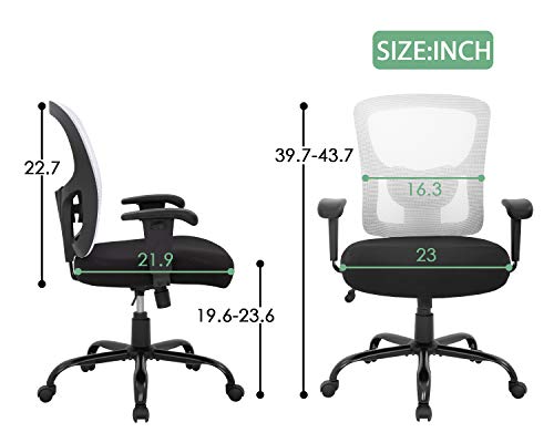 Big and Tall Office Chair 400lbs Desk Chair Mesh Computer Chair with Lumbar Support Wide Seat Adjust Arms Rolling Swivel High Back Task Executive Ergonomic Chair,White by BestOffice - Used condition - Image 7