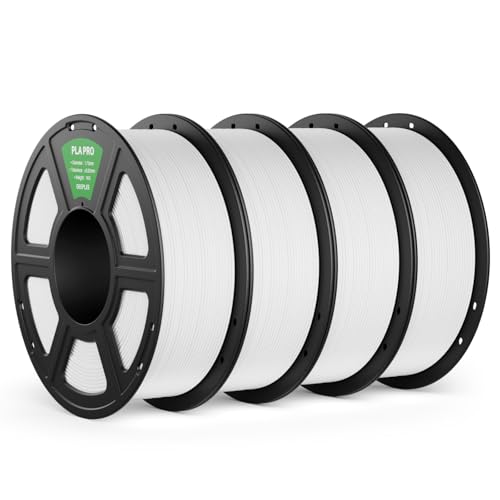 Image of PLA PRO Filament 1.75mm, Stronger Toughness 3D Printer Filament, PLA Filament Dimensional Accuracy + /- 0.02 mm, Neatly Wound, Fits Most FDM 3D Printer, 4 Pack White