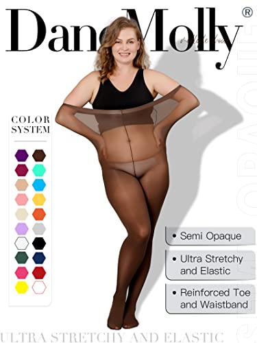 Image of DancMolly Plus Size Tights for Women, Control Top Semi Opaque Nylon Pantyhose High Waist