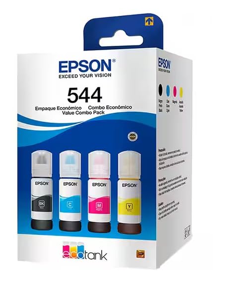 Kit de garrafas de tintas originais Epson, Magenta, Amarelo, Ciano, Compacto, T544520-BR