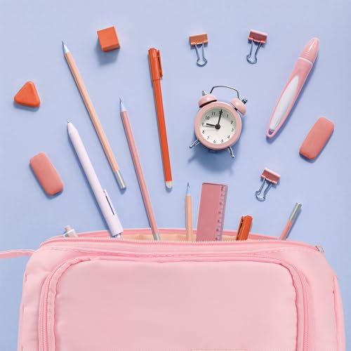 Image of Zzrywuty Large Capacity Pencil Pouch Wide Opening Portable School Pencil Case for Women & Men,Adults Pencil Bag with Zipper for College Office Travel (Pink)