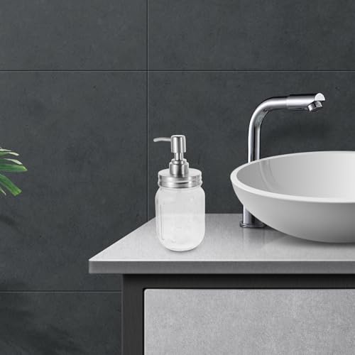 Dispensador de jabón de vidrio y acero inoxidable para baño y hogar 7