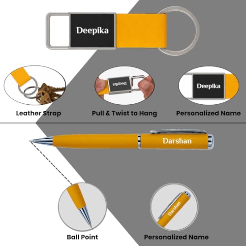 Image of Giftana 7 in 1 Laptop Bag and Laptop Stand with Personalized Diary & Pen, Keychain, Card Holder, Mobile Stand Set, Customized Gift for Husband, Employee Welcome Kit, Corporate Gift for Employees (Yellow)