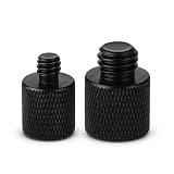 2pcs Mic Stand Adapter 5/8 to 3/8 and 5/8 to 1/4 Mic Thread Screw Adapter 1/4 Male to 5/8 Female and 3/8 Male to 5/8 Female-Screw Adapter for Microphone Mounts and Stands Mic Boom Arm (Black)