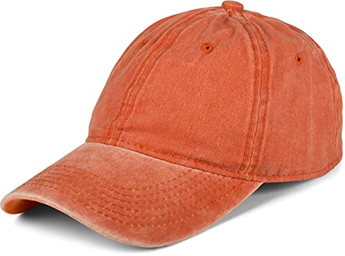 styleBREAKER Gorra Unisex Baseball Look Vintage Ajustable 6 Panel Cappy en Look Washed con Visera Curvada de Algodón Gorra Retro para Mujeres y Hombres, Naranja