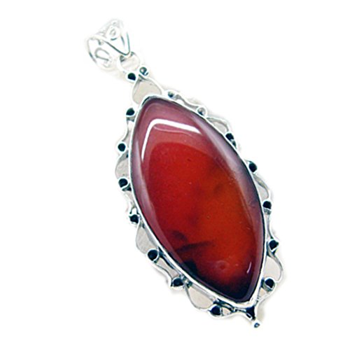 Pendentif Onyx Rouge véritable et argent 925 de haute joaillerie - 3