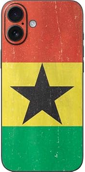 Skinit Decal Phone Skin Compatible with iPhone 16 Plus - Ghana Flag Distressed Design