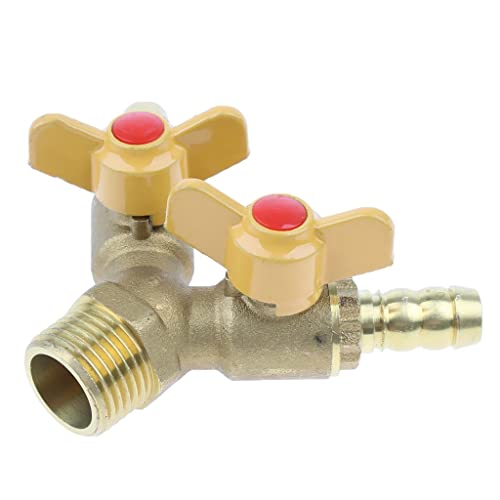YWMJZEU Válvula de Gas Conector de Adaptador de Gas Válvula en T Hecha en Latón con Mango Recubierto Adecuada para y Suministro de, 1