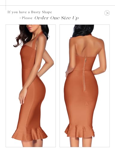 Image of houstil Women's V Neck Halter Fishtail Bandage Bodycon Dress Party