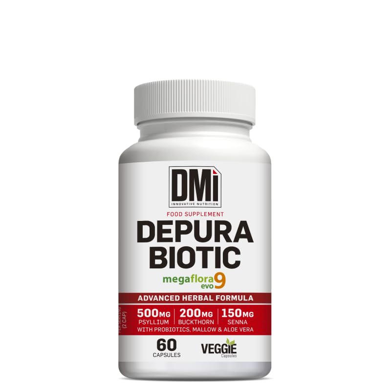DMI Depura Biotic 60 Cápsulas | Con Psyllium, Frángula, Sen, Malva, Aloe Vera y Probióticos | Fórmula Avanzada para Tránsito Intestinal, Detox y Bienestar Digestivo | Cápsulas Vegetales