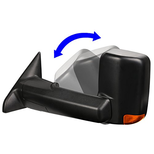 Image of DNA MOTORING TWM-013-T888-BK-AM Pair of Towing Side Mirrors (Driver & Passenger Sides),Black Housing /Amber Corner