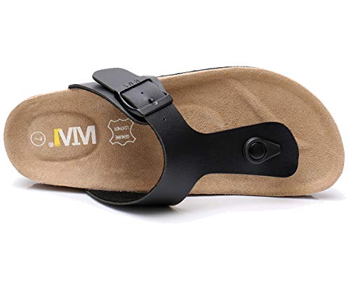 Image of WTW Men's Cork Footbed Sandals Slip on Beach Slide Slipper Shoes with Adjustable Metal Buckle Strap for Men Causal Style