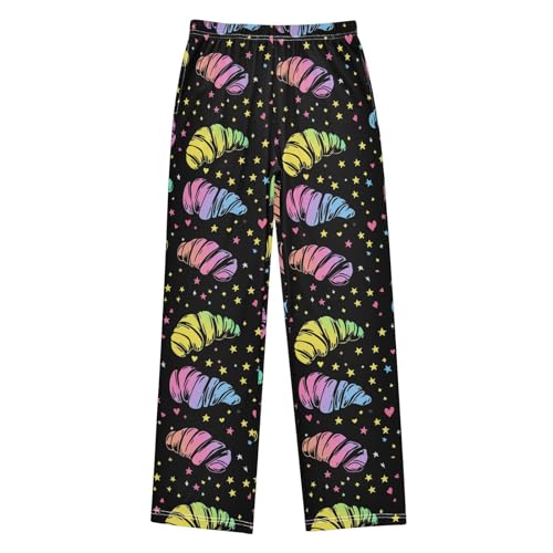 Pajama Bottoms, Pajamas Long Pant Neon Croissant Lounge Wear Elastic Waist Sleep Pants Soft Pjs Sleepwear