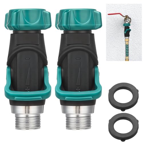 Chunful 2 Pcs 1 Way Shut off Valve Fits Standard Garden Hoses Metal Shutoff Hose Connector Water Control No Leak, 3/4 Inch Faucet/hose Connector