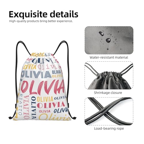White Custom Drawstring Bag with Name Personalized Drawstring Sport Sackpack String Gym Backpack for Men Women for Swim Travel M4