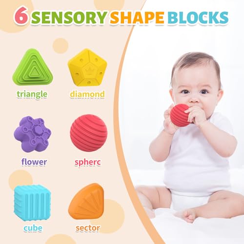 mingkids montessori toys for 1 year old 6 pc multi sensory shape toddler developmental learning birthday gifts baby toys 12 month