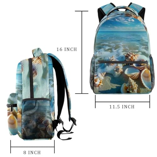 Sac à dos décontracté léger Sea Shells Sky sac d'école à compartiment de qualité