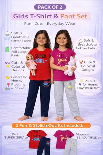 Image of NammaBaby Girl Cotton Night Suit Tshirt Shorts Capri Pyjama Set - Multipacks